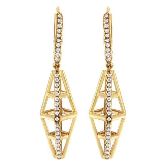 14K Yellow Gold 5/8 Cttw Diamond Geometrical Pillar Drop and Dangle Earrings (G-H Color, SI1-SI2 Clarity)