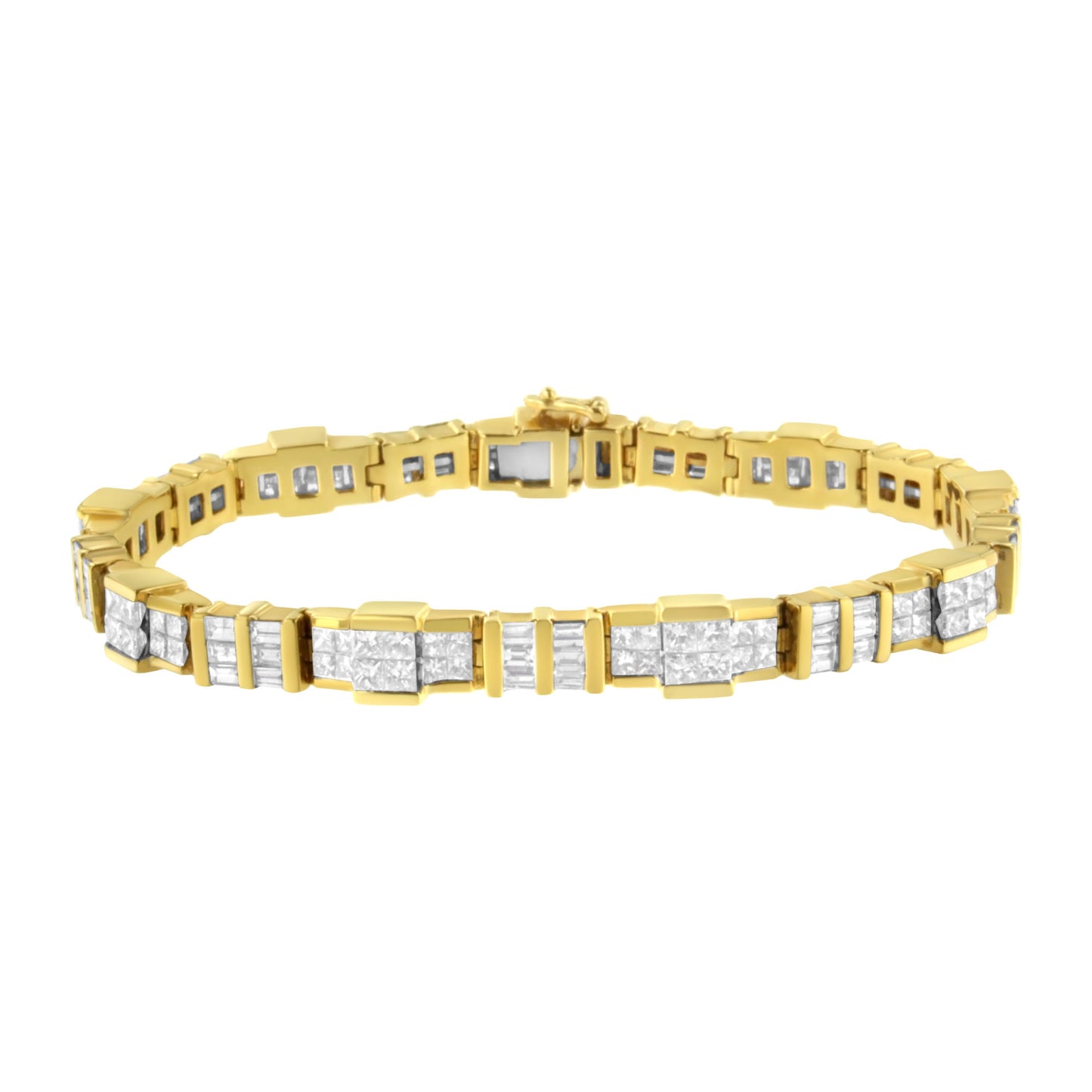 14K Yellow Gold Baguette and Princess-Cut Diamond Bracelet (8.30 cttw, H-I Color, SI1-SI2 Clarity)