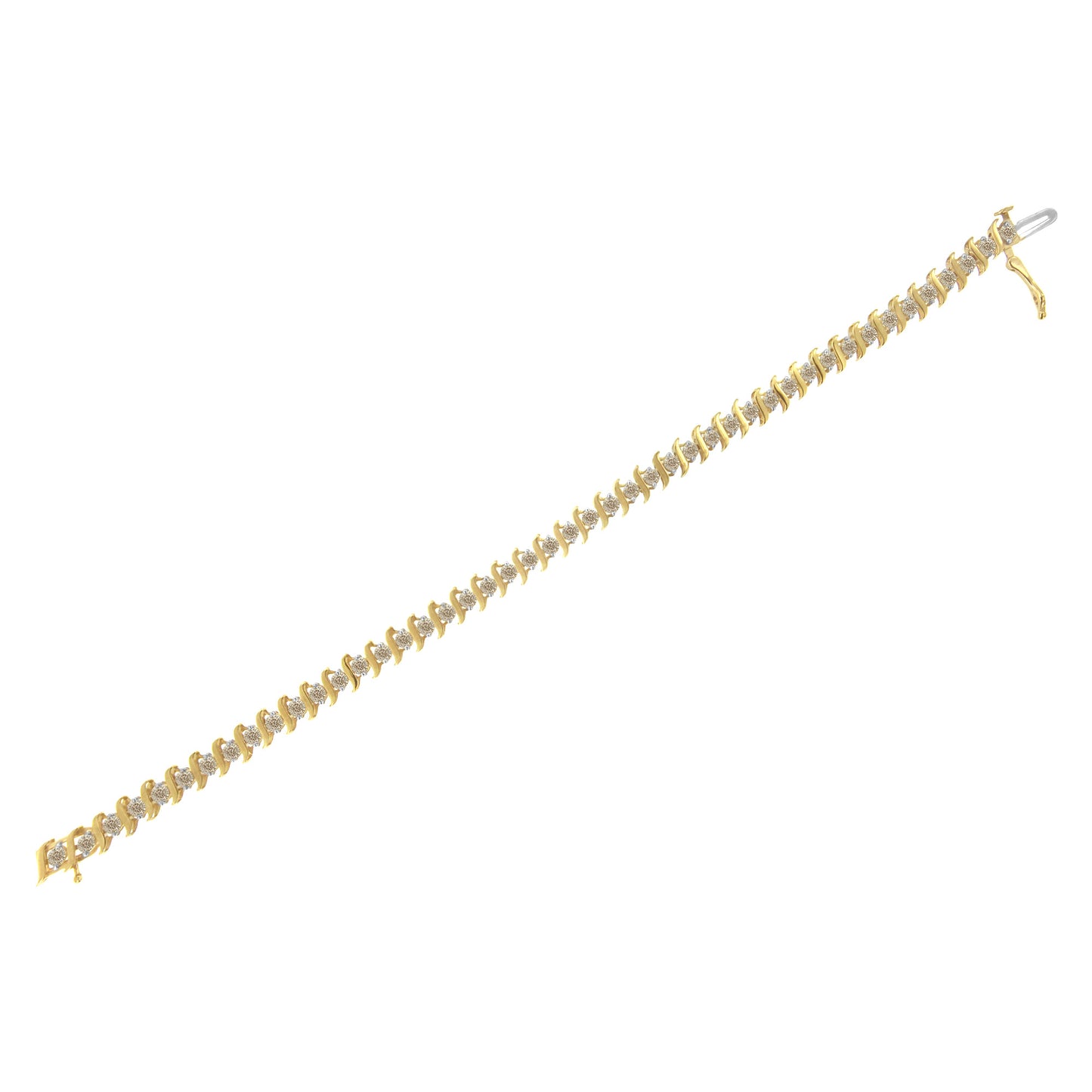 10KT Yellow Gold 3.0 Carat Diamond S-Link Bracelet (J-K Color, I2-I3 Clarity)