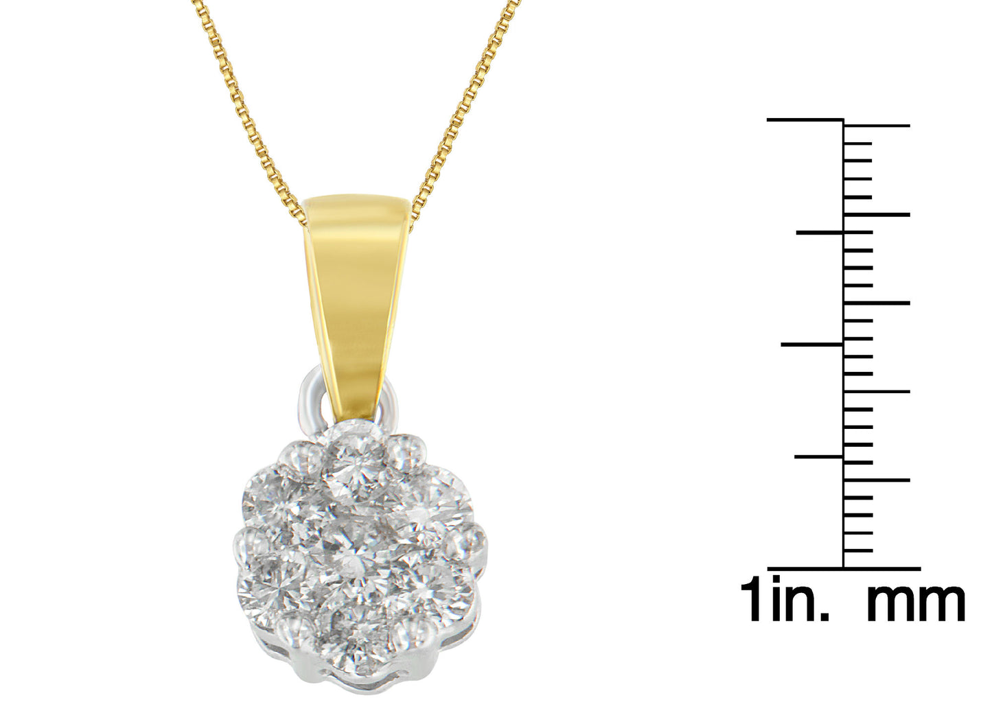 14K Two-Toned Gold Round Cut Diamond Circle Halo Pendant Necklace (1.00 cttw, H-I Color, I1-I2 Clarity)