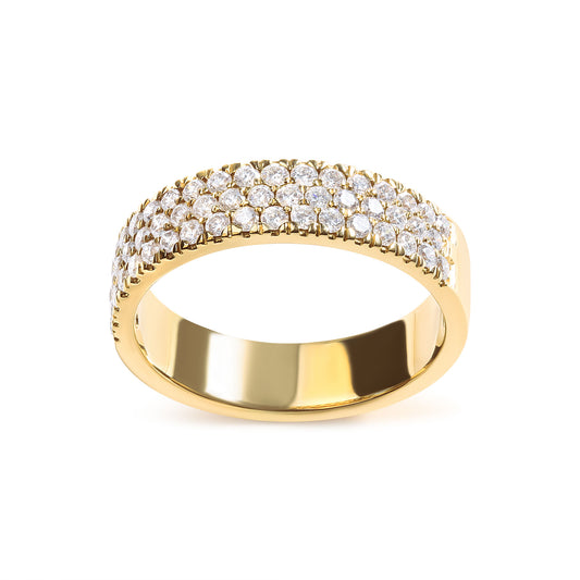 14K Yellow Gold Pave Set 3/4 cttw Multi Row Diamond Band Ring (H-I Color, SI2-I1 Clarity)