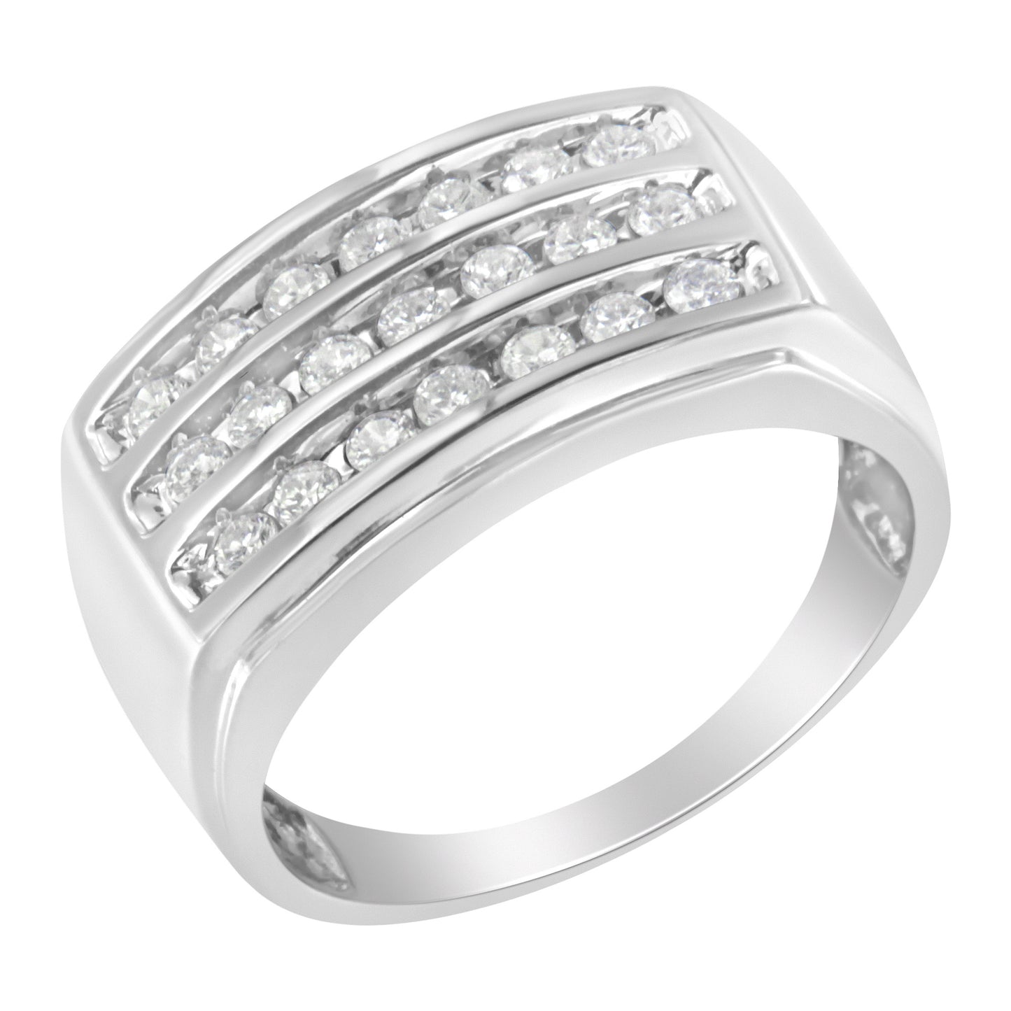 14K White Gold Men's Diamond Channel Set Band Ring (1 cttw, H-I Color, SI2-I1 Clarity)