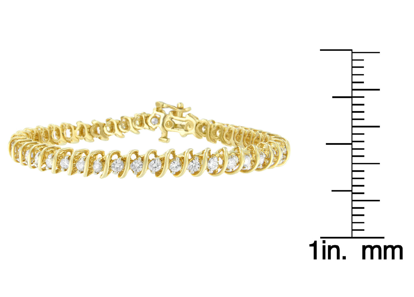 14K Yellow Gold Round Cut Diamond Spiral Link Bracelet (3.00 cttw, H-I Color, SI2-I1 Clarity)