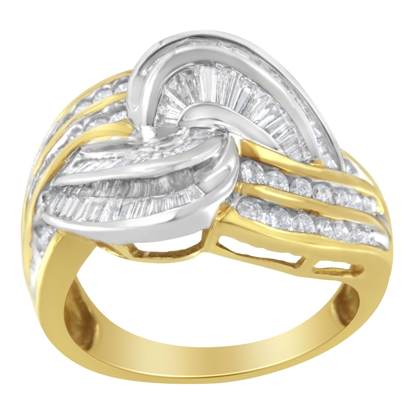 10KT Two-Toned Gold Diamond Bypass Ring (1 cttw, H-I Color, SI1-SI2 Clarity)