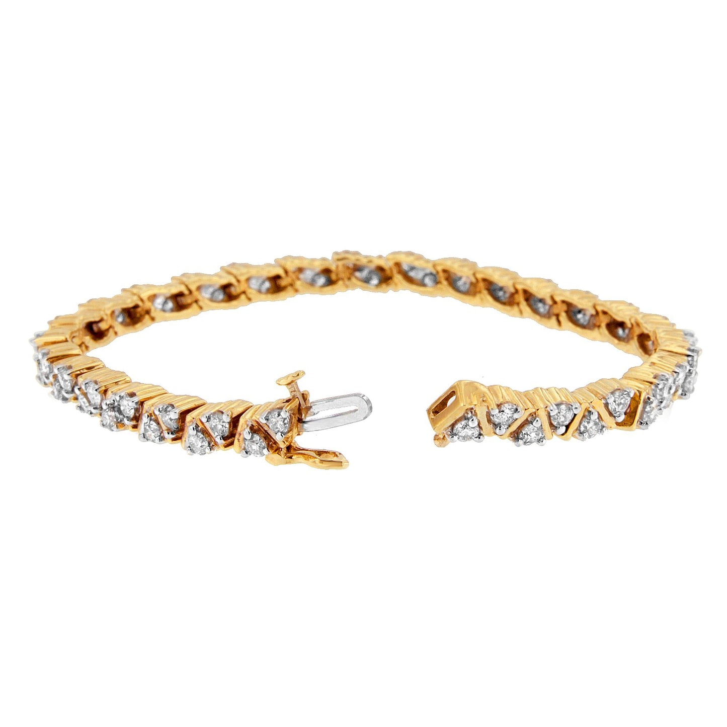 14K Yellow Gold Round-Cut Diamond Bracelet (4.00 cttw, H-I Color, I1-I2 Clarity)