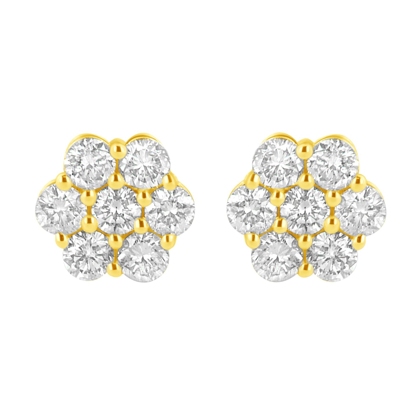 14K Yellow Gold 1.0 Cttw Diamond Flower Earring (J-K Color, I1-I2 Clarity)