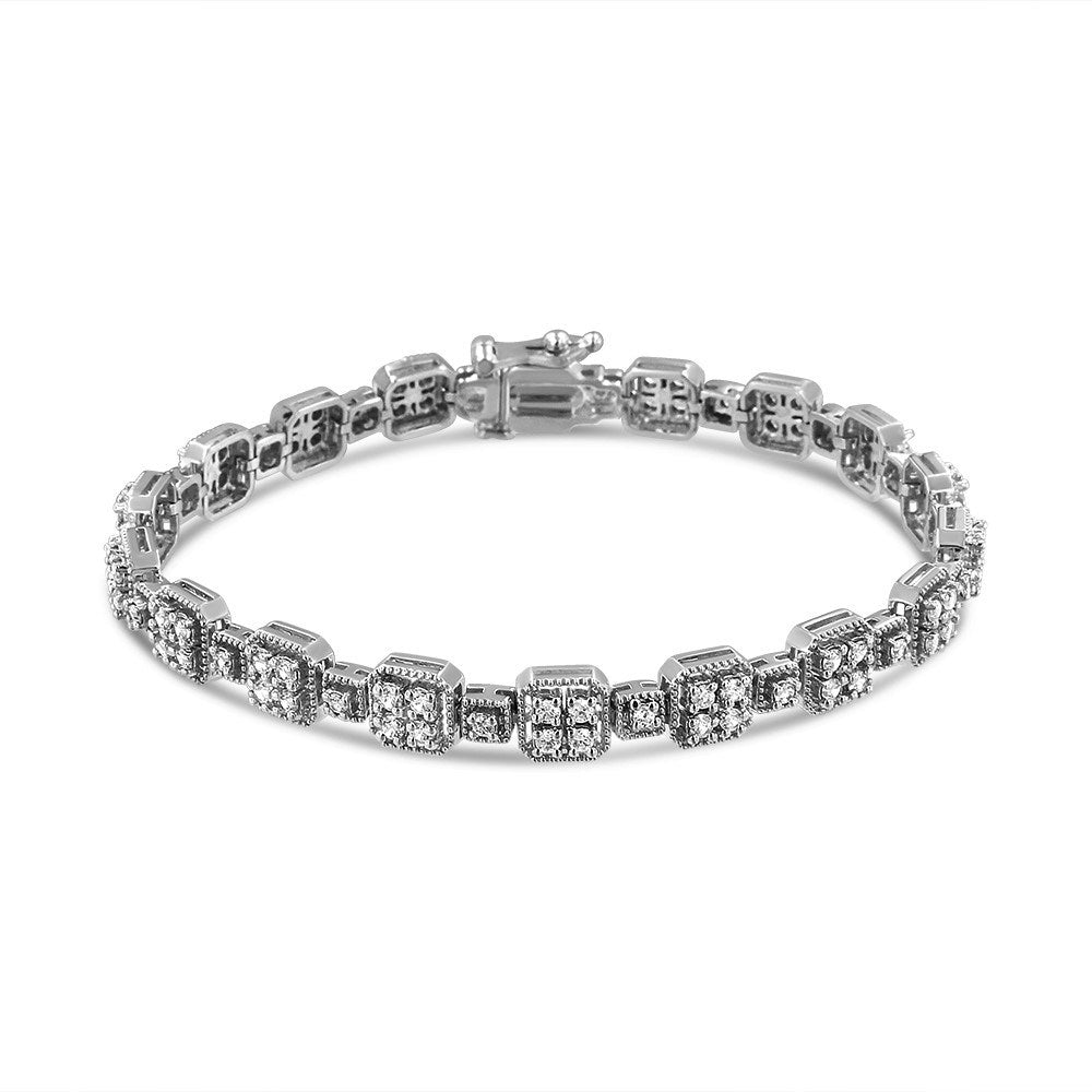 10K Gold 2.0 Cttw Diamond Square Link Bracelet (J-K Color, I2-I3 Clarity) - Size 7.25"