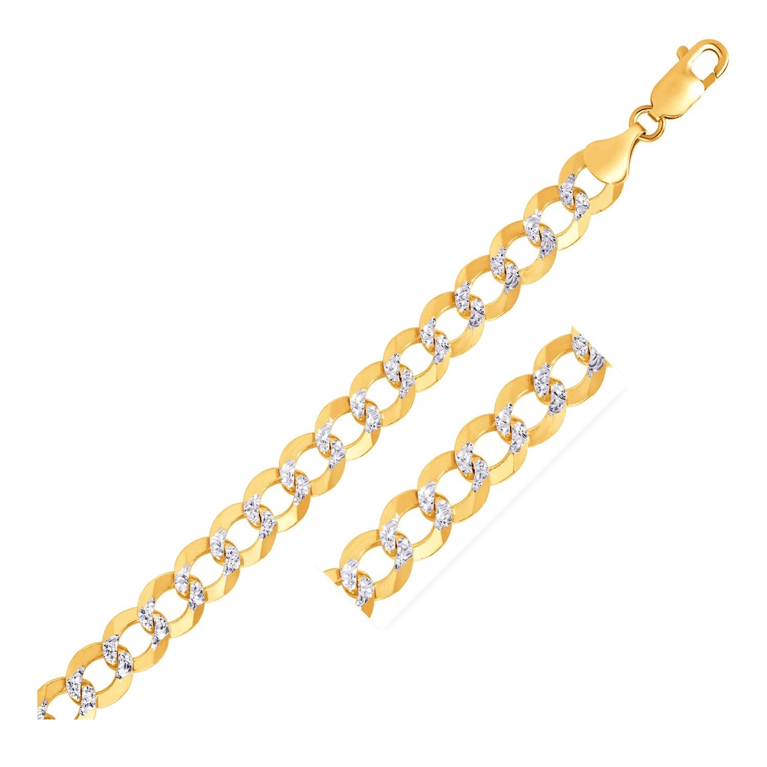 two tone gold pave curb chain