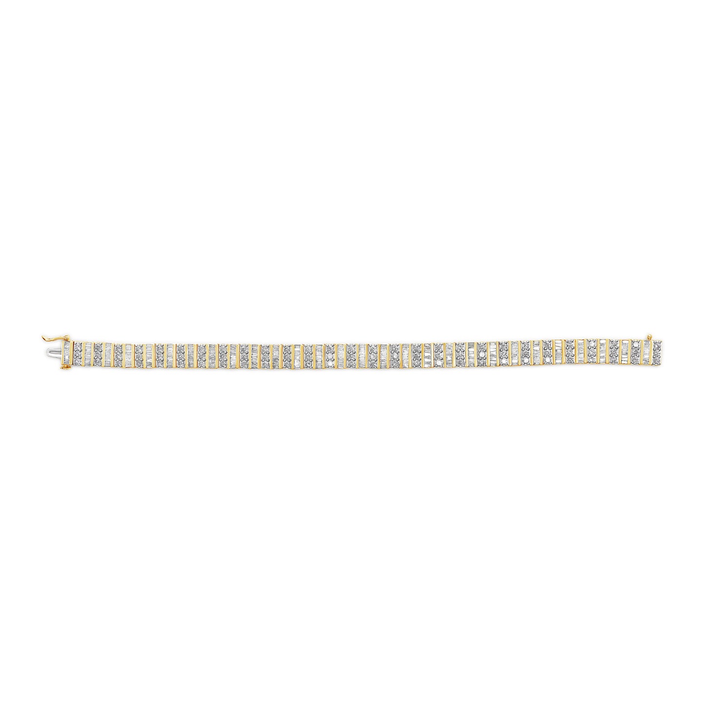 14K Yellow Gold Round and Baguette-Cut Diamond Bracelet (5.50 cttw, H-I Color, I1-I2 Clarity)