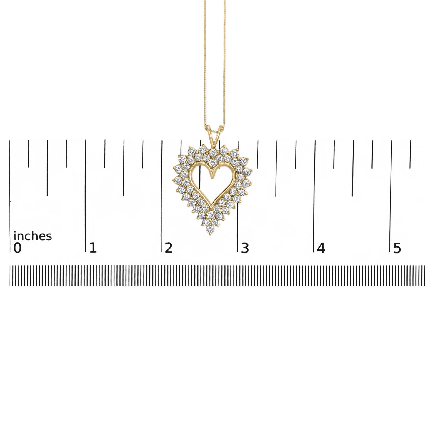 10K Yellow Gold 3.0 Cttw Brilliant-Cut Diamond Open Heart 18" Pendant Necklace (J-K Color, I1-I2 Clarity)