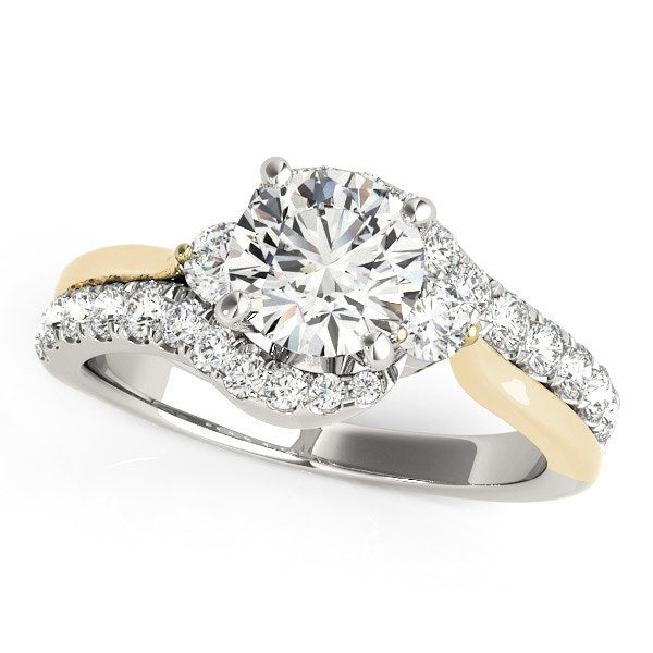 white and yellow gold round bypass diamond engagement ring