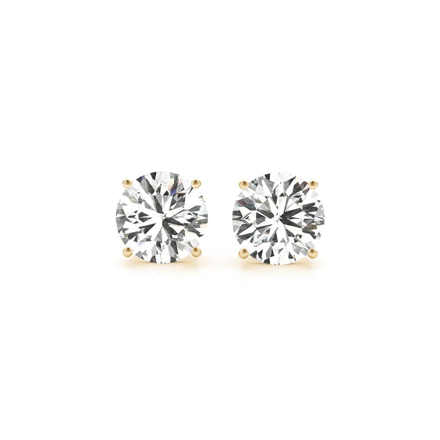 4 cttw Certified IGI Lab Grown Round Diamond Stud Earrings 14k Yellow Gold (G/VS2)