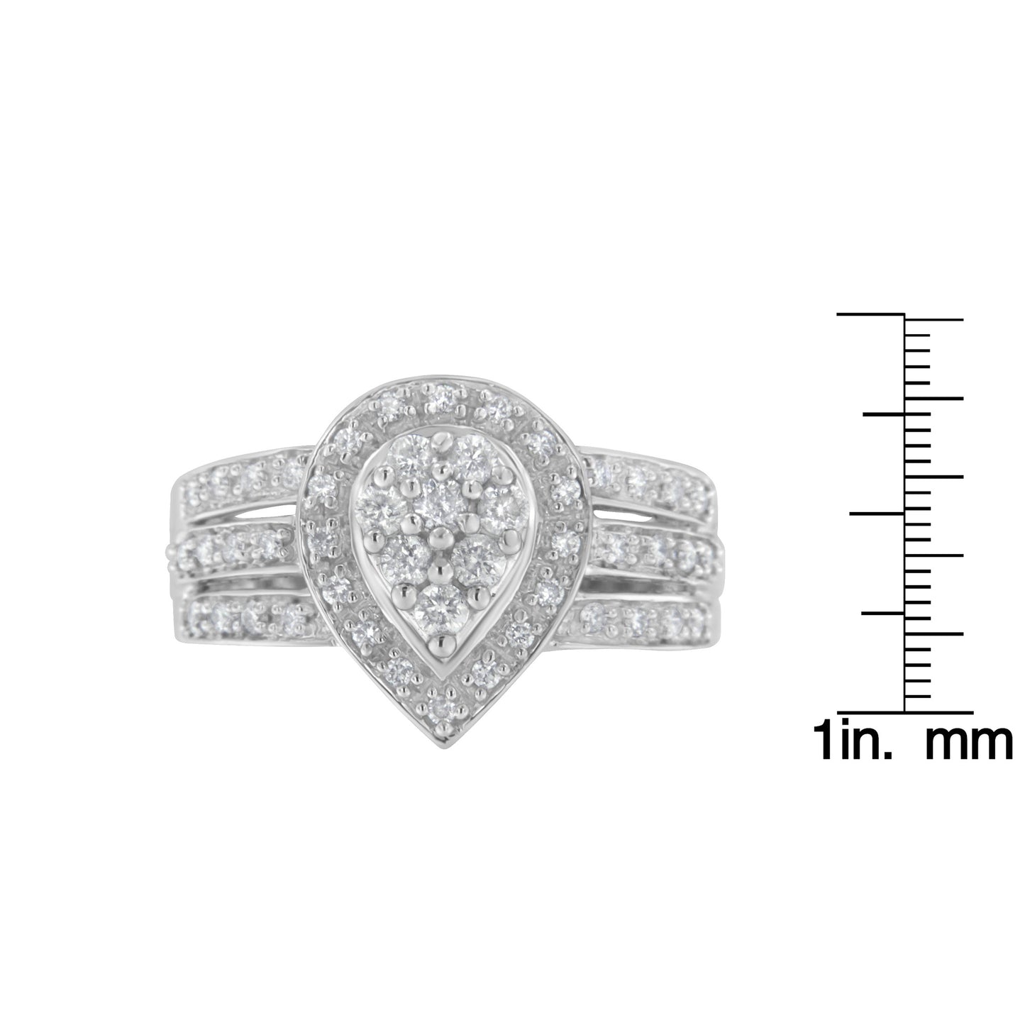 10K White Gold Diamond Cocktail Teardrop Ring (1/2 Cttw, H-I Color, SI2-I1 Clarity)