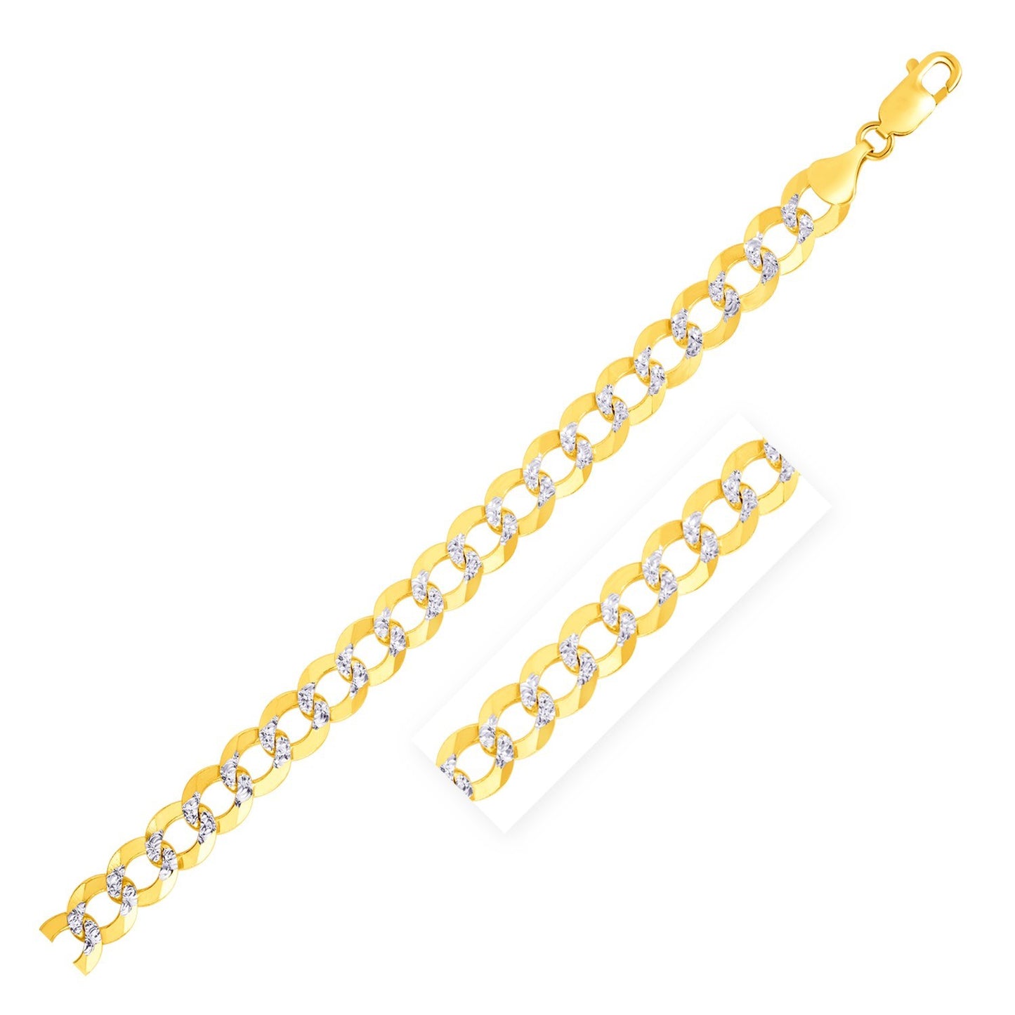 7.0 mm 14k Two Tone Gold Pave Curb Chain