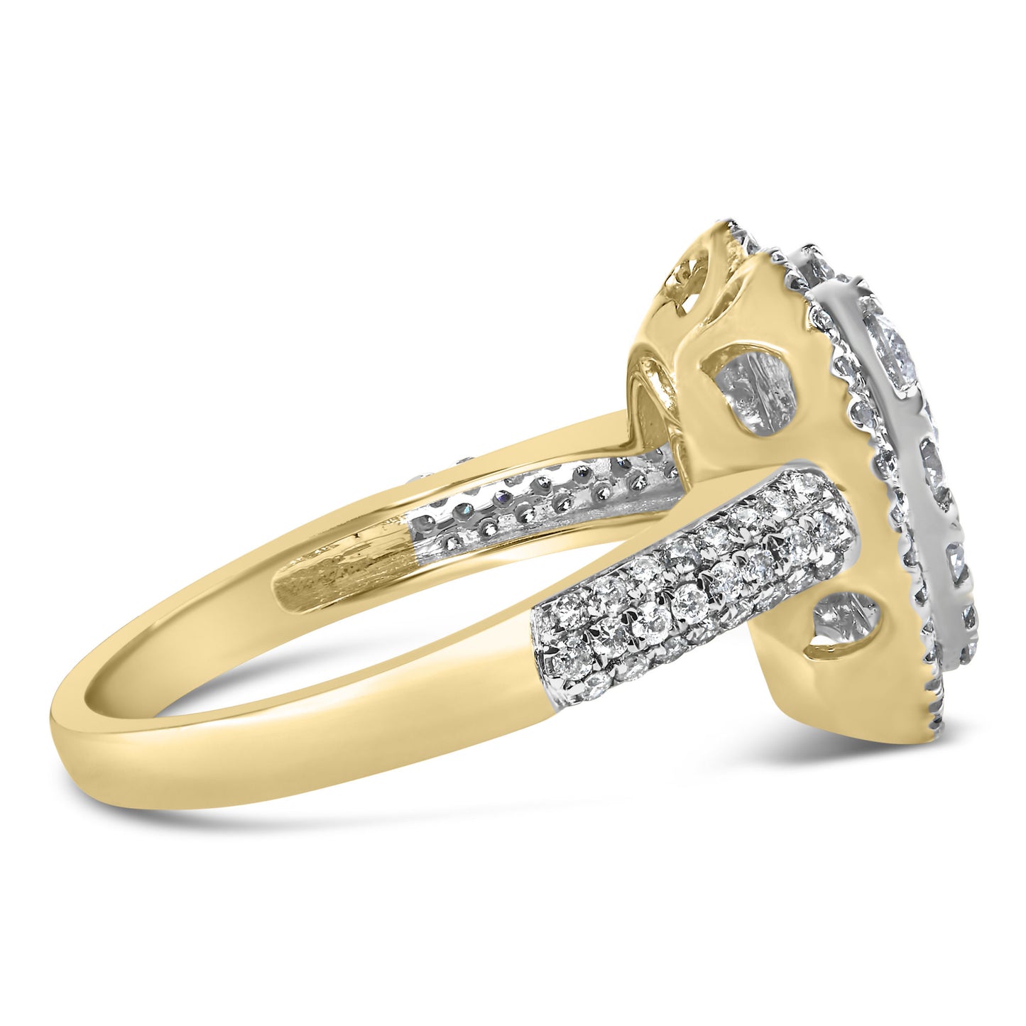 14K Yellow Gold 1 1/2 Cttw Diamond Heart Shaped Composite Ring (H-I Color, SI2-I1 Clarity)