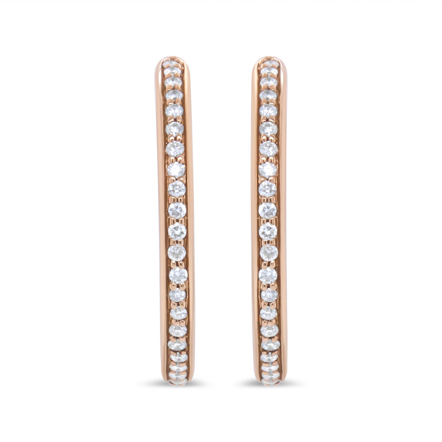 18K Rose Gold 1/5 Cttw Round Diamond Hoop Earrings (F-G Color, VS1-VS2 Clarity)