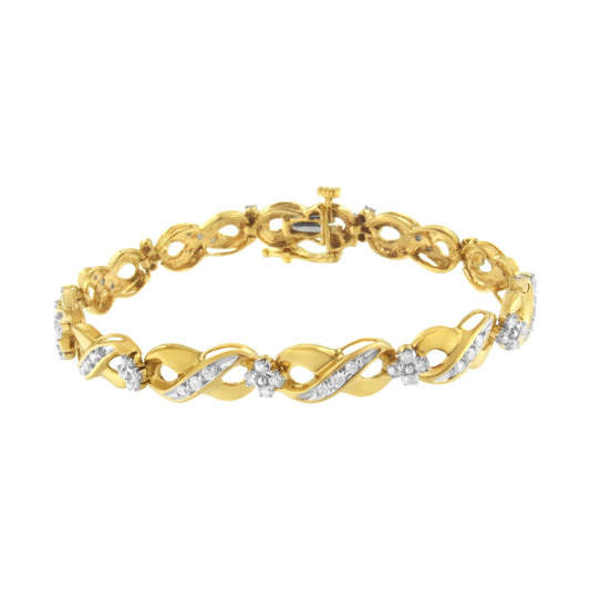 10K Yellow Gold Round-Cut Diamond Infinite Love Bracelet (1.00 cttw, I-J Color, I2-I3 Clarity)