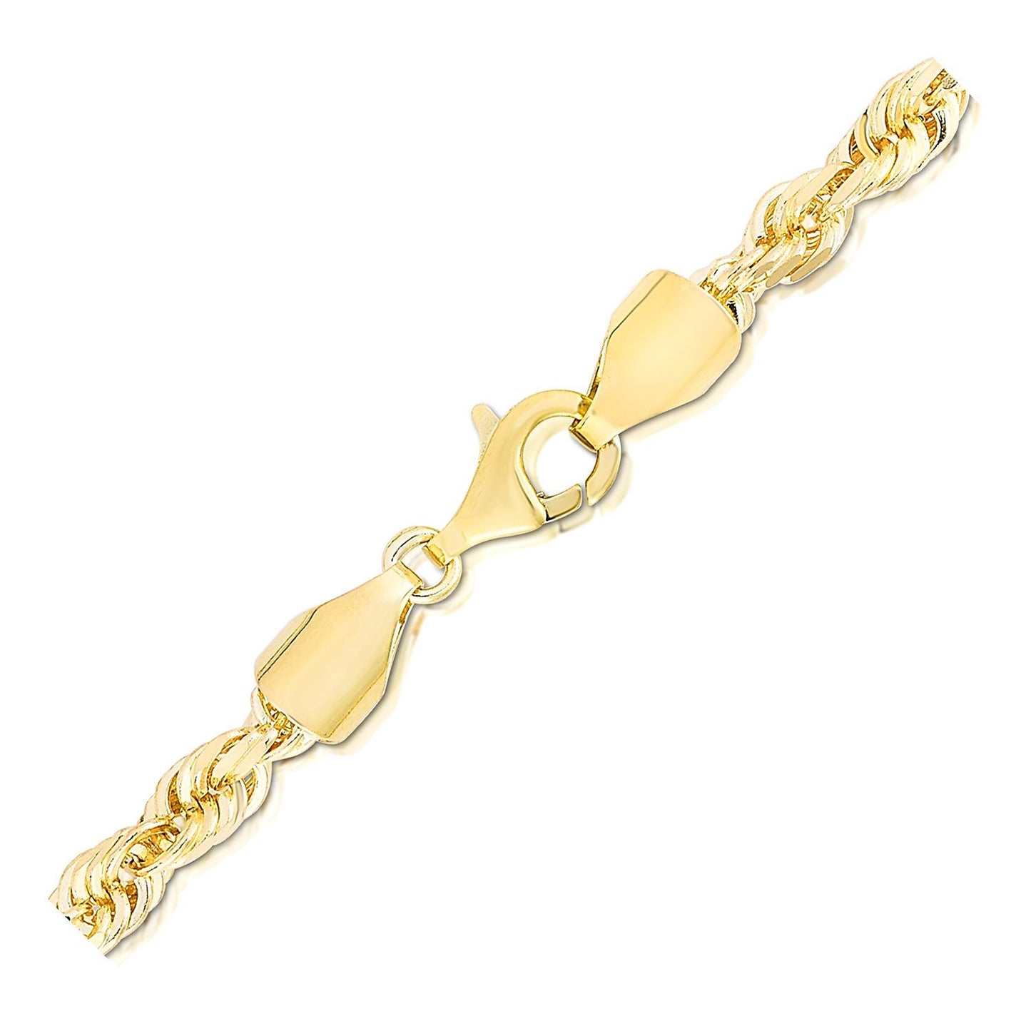 5.0mm 14k Yellow Gold Solid Diamond Cut Rope Chain