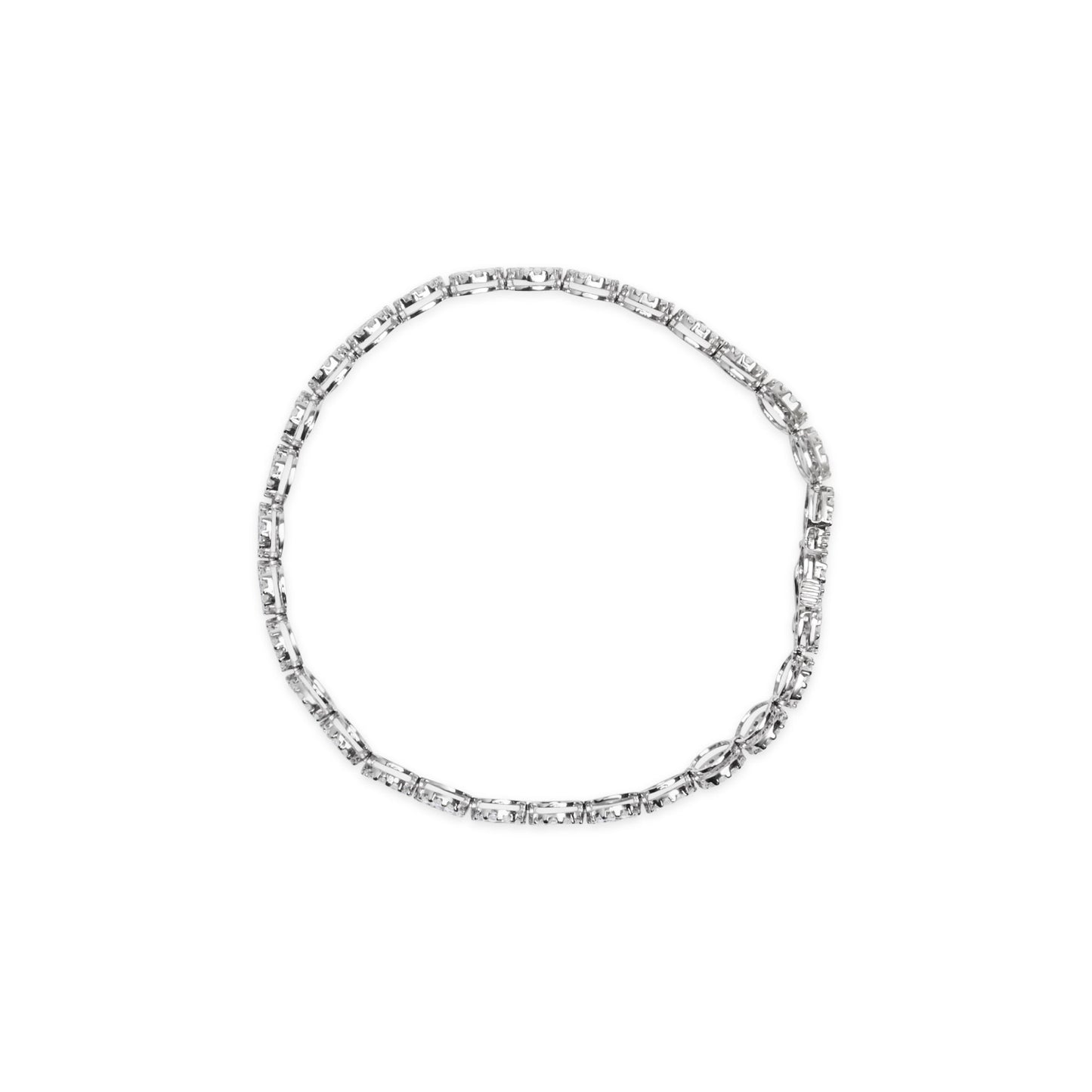 14K White Gold 2.00 Cttw Diamond Halo Link Tennis Bracelet (H-I Color, I1-I2 Clarity)