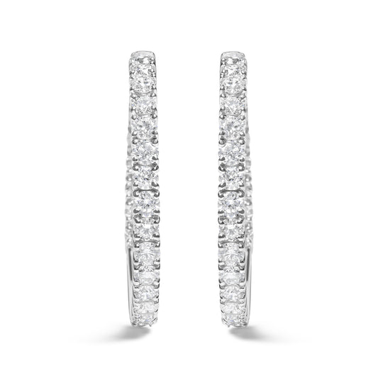 14K White Gold 5.00 Cttw Lab Grown Diamond Inside Out Hoop Earrings (F-G Color, VS1-VS2 Clarity)