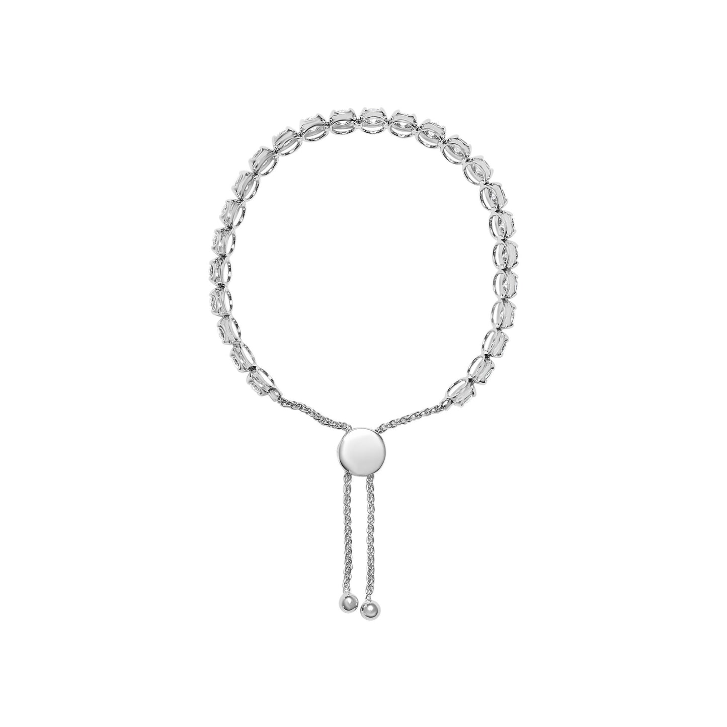 14K White Gold 6.00 Cttw Diamond 4'-10' Adjustable Bolo Tennis Bracelet (I-J Color, I1-I2 Clarity)