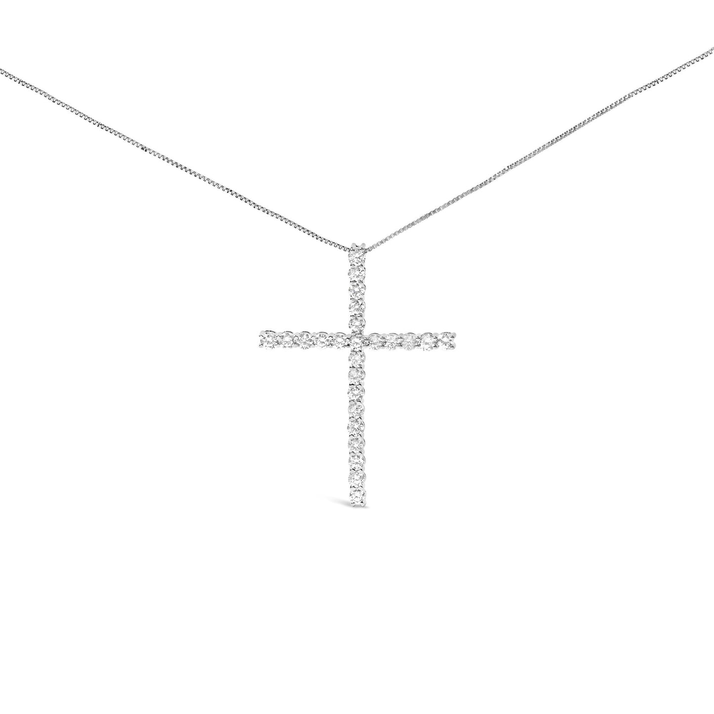 14K White Gold 2.0 Cttw Lab Grown Diamond Cross 18" Inch Pendant Necklace (F-G Color, VS2-SI1 Clarity)