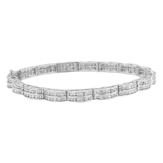 14K White Gold Round-Cut Diamond Bracelet (3.22 cttw, H-I Color, I1-I2 Clarity)